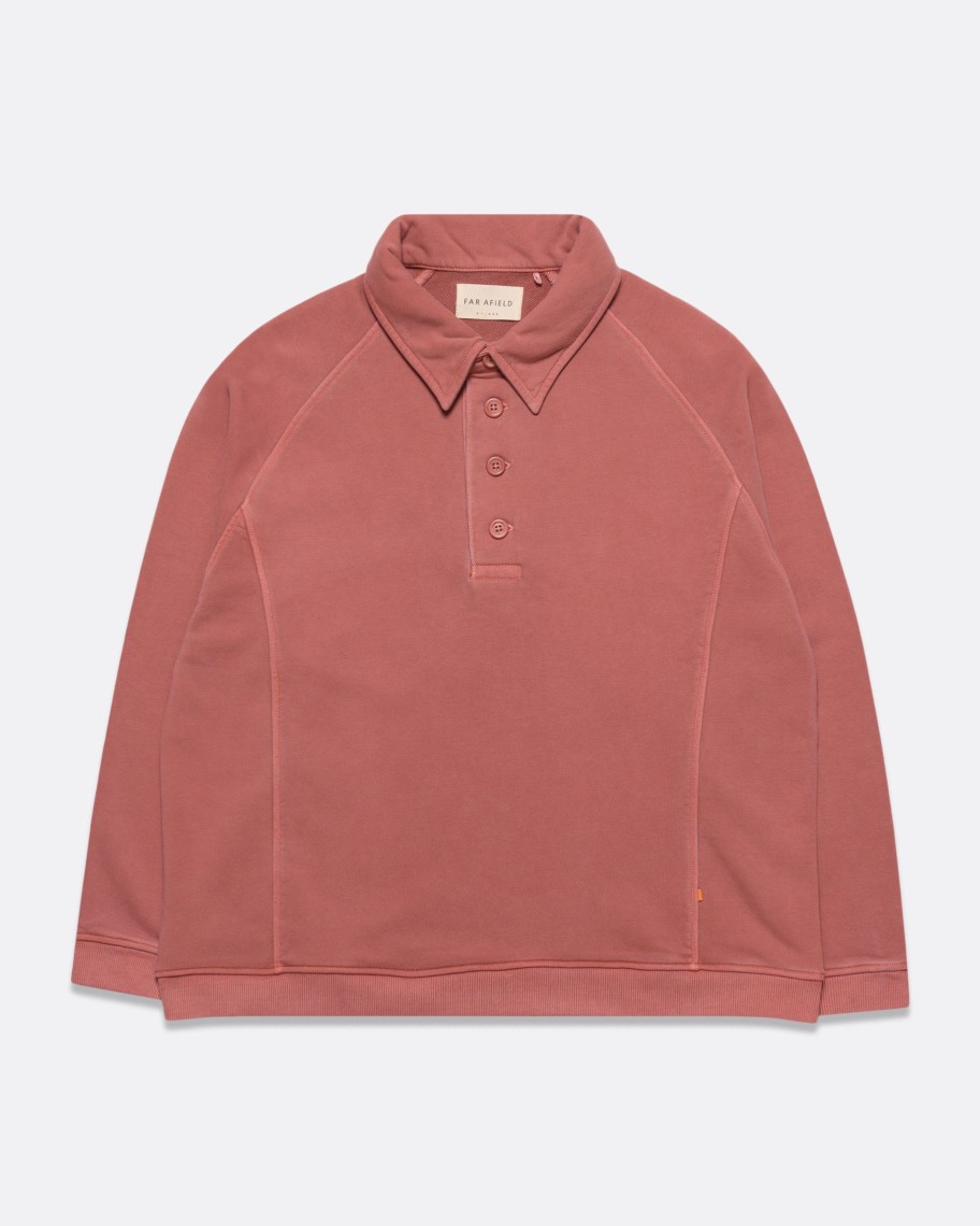 Far Afield Sweatshirts | Bernado Rugby Sweatshirt- Pink Pigment Dye