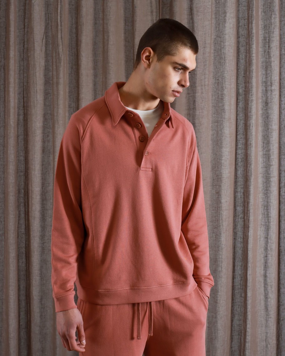 Far Afield Sweatshirts | Bernado Rugby Sweatshirt- Pink Pigment Dye