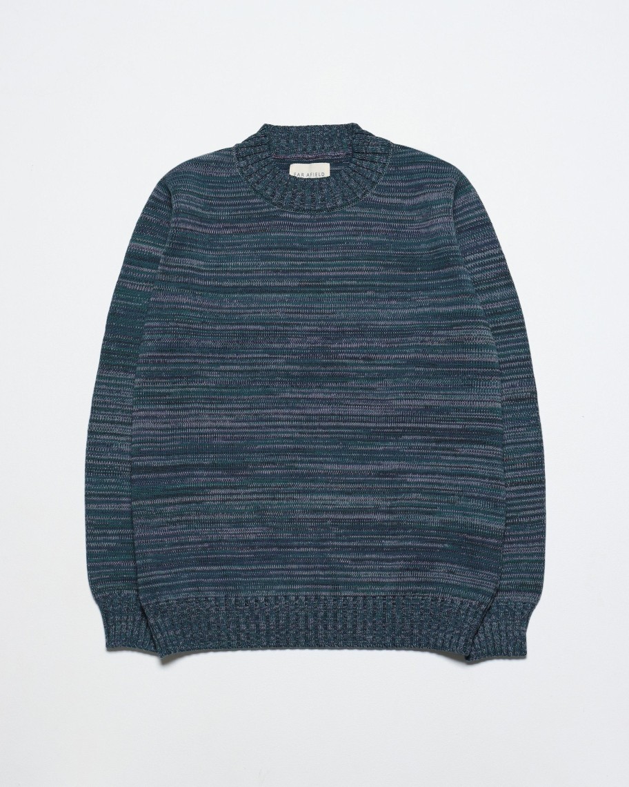 Far Afield Knitwear | Dieter Knit - Deep Teal / Multi Twisted Yarn