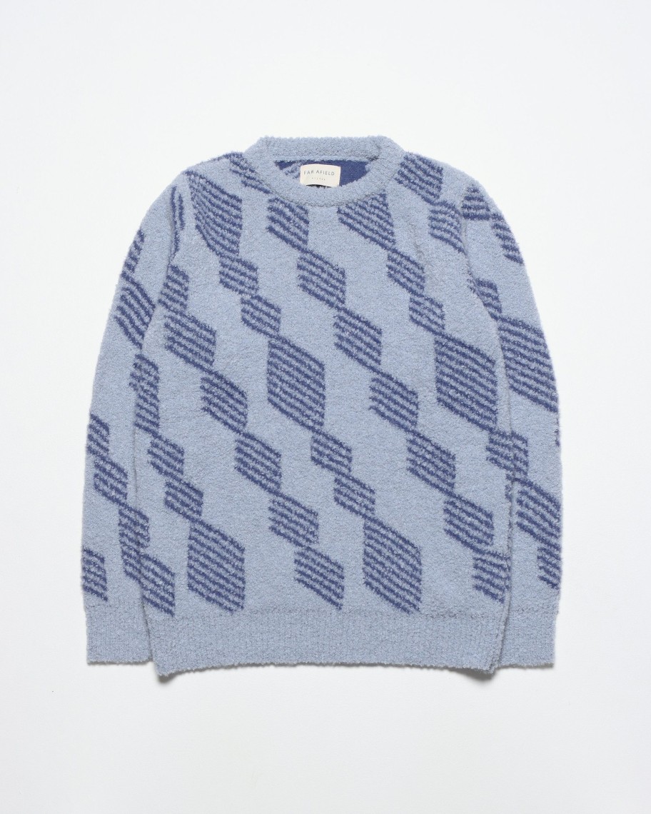 Far Afield Knitwear | Ether Knit - Silver Blue Diamond Stripe