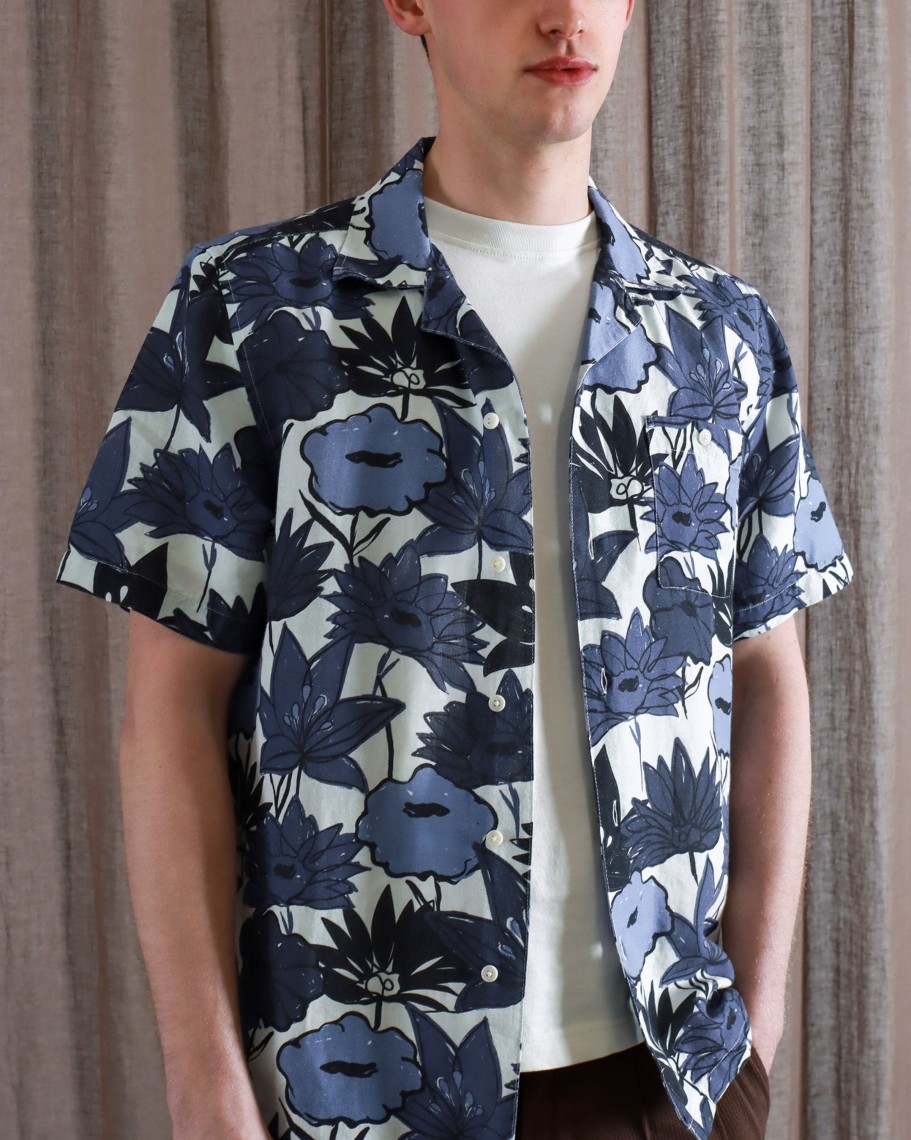 Far Afield Shirts | Selleck Shirt - Navy Flower Collage Print