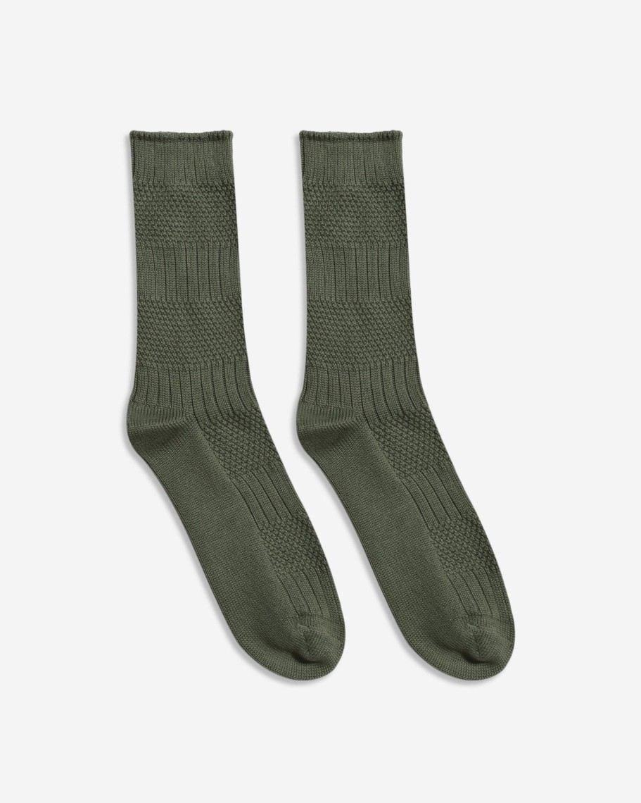 Far Afield Socks | Textured Stripe Socks - Green