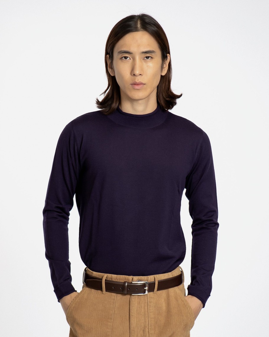 Far Afield Knitwear | Sergey Roll Neck - Purple Merino Wool Blend