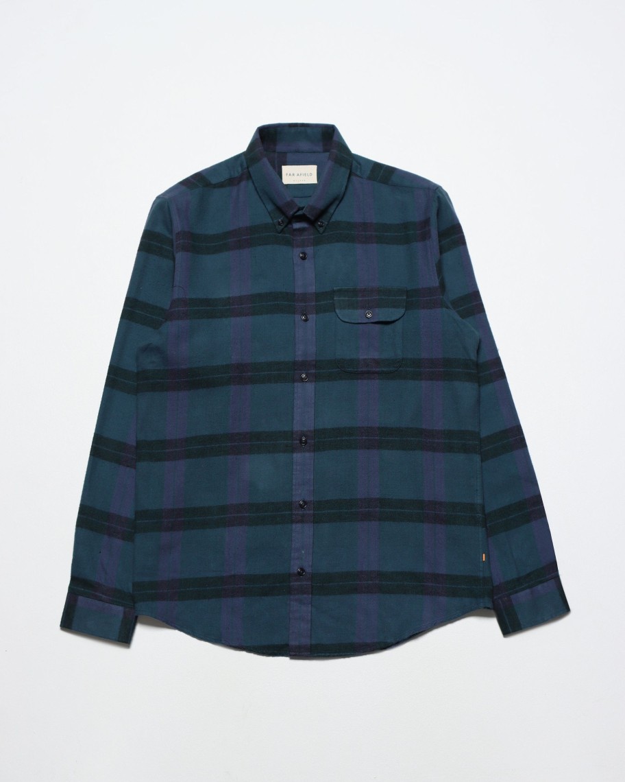 Far Afield Shirts | Larry Button Down Shirt - Black / Insignia Blue Check