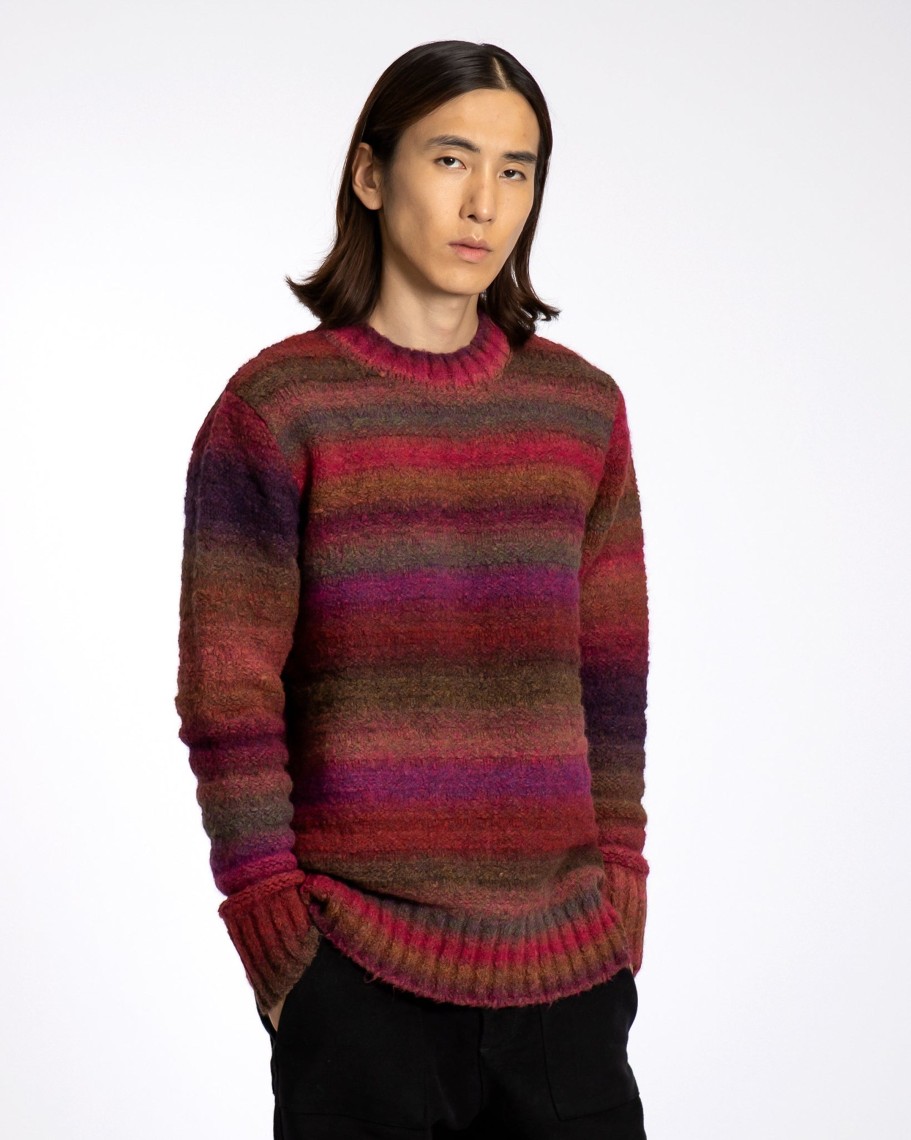 Far Afield Knitwear | Hosono Knit - Magenta / Multi Ombre Stripe