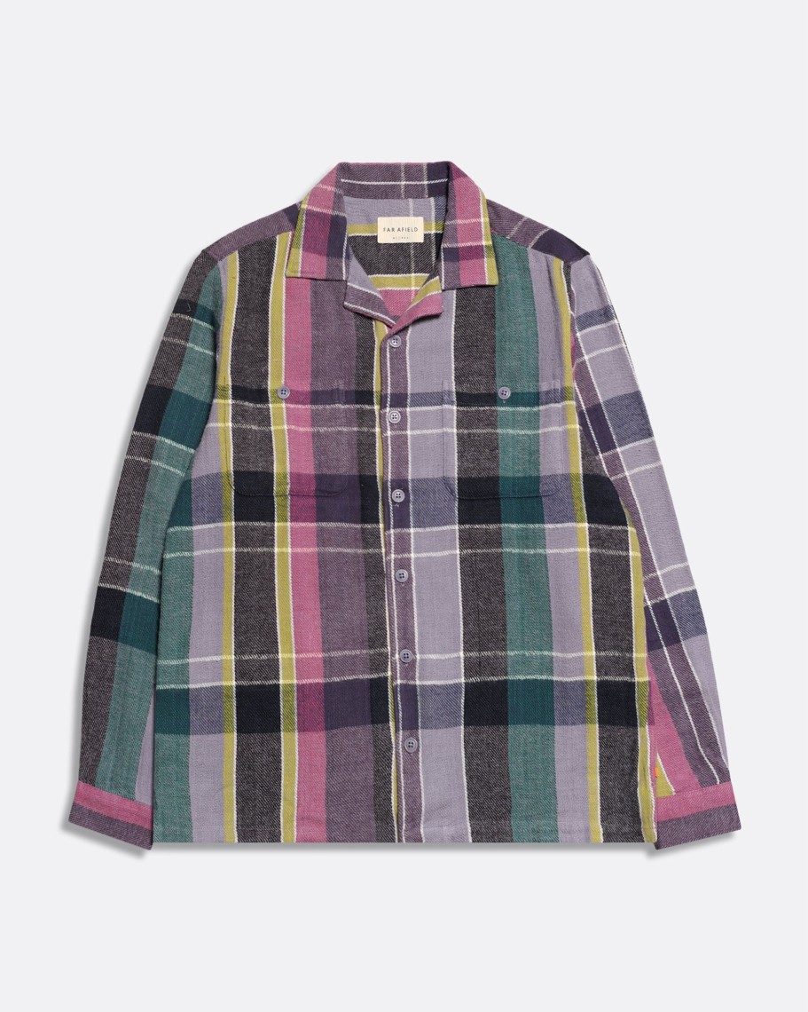 Far Afield Shirts | Hiro Shirt - Silver Blue / Multi Twill Check