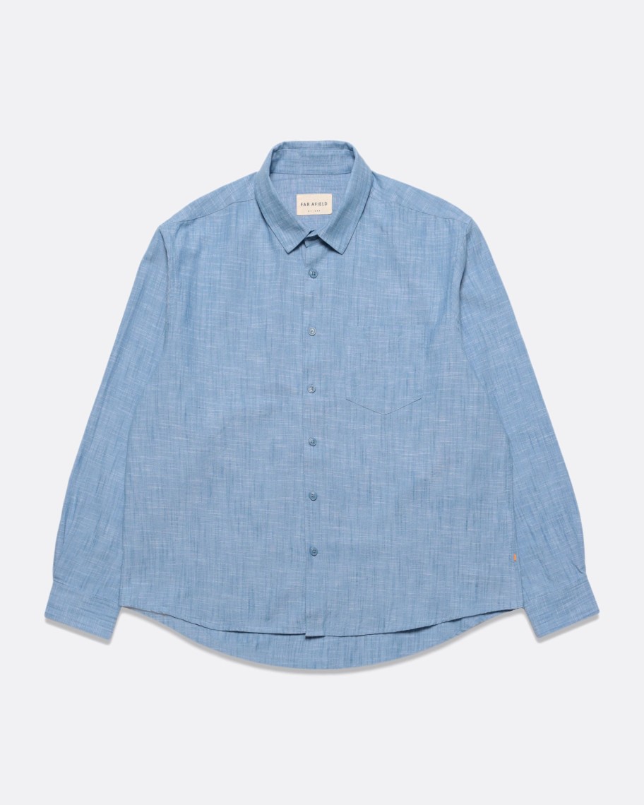 Far Afield Shirts | Day Shirt - Allure Blue Chambray Slub