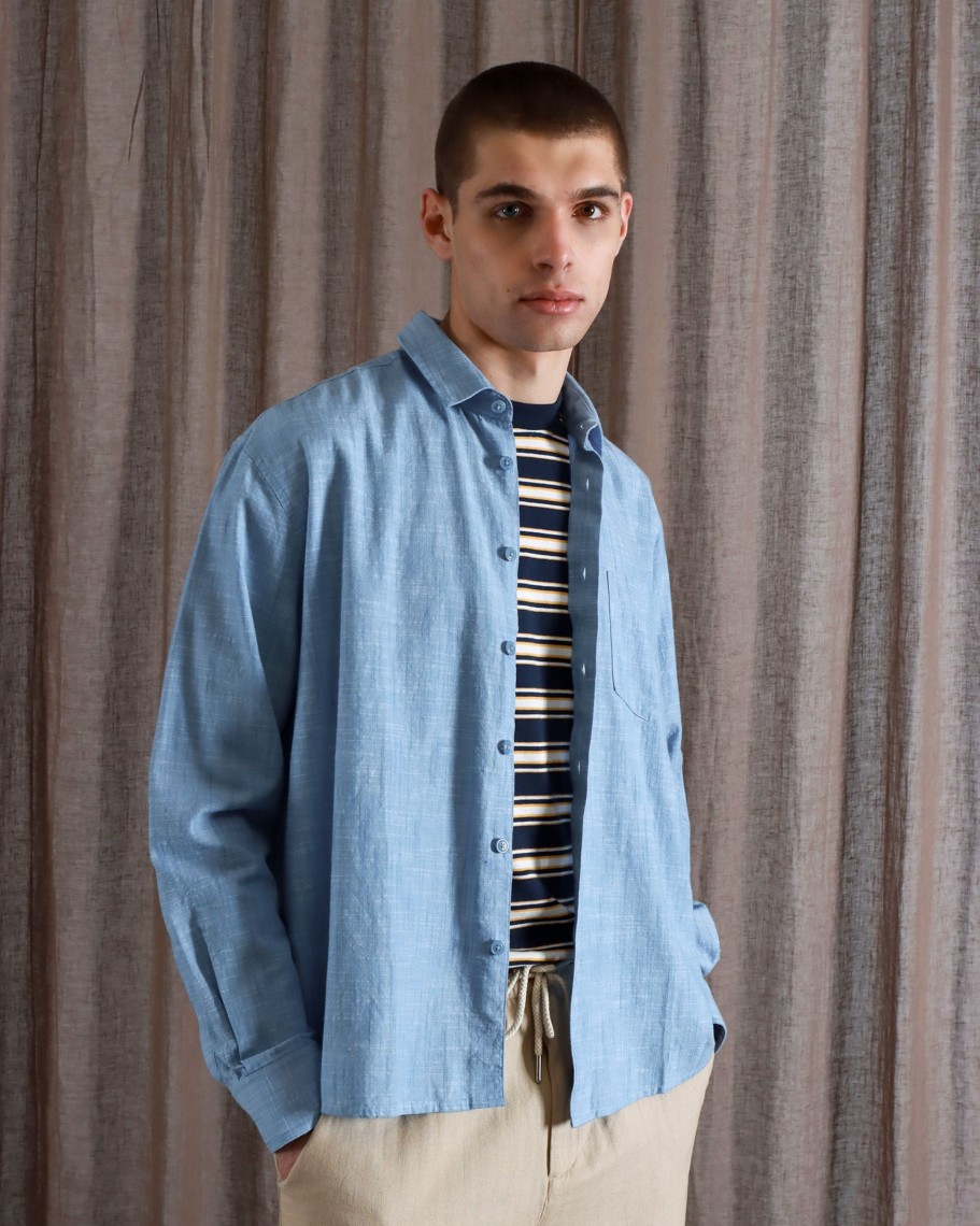 Far Afield Shirts | Day Shirt - Allure Blue Chambray Slub