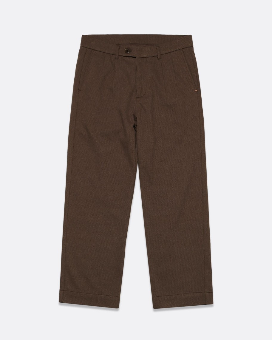 Far Afield Trousers | Double Pleated Trouser - Brown Braided Weave