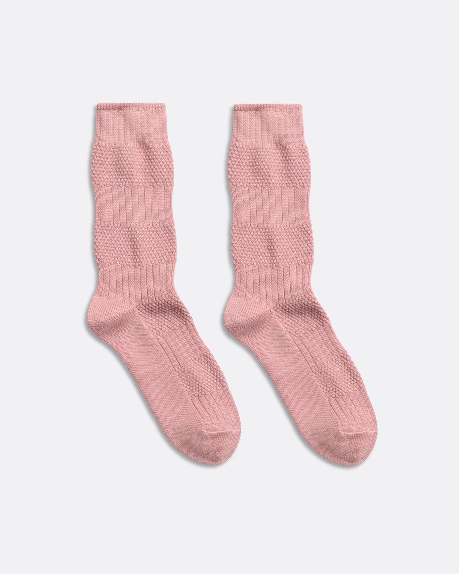 Far Afield Socks | Textured Stripe Socks - Deauville Mauve