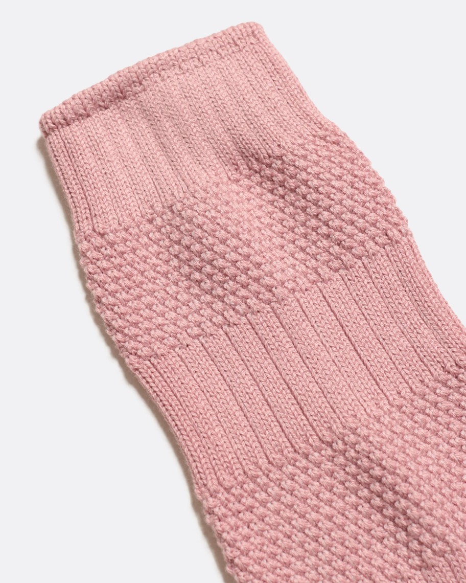 Far Afield Socks | Textured Stripe Socks - Deauville Mauve