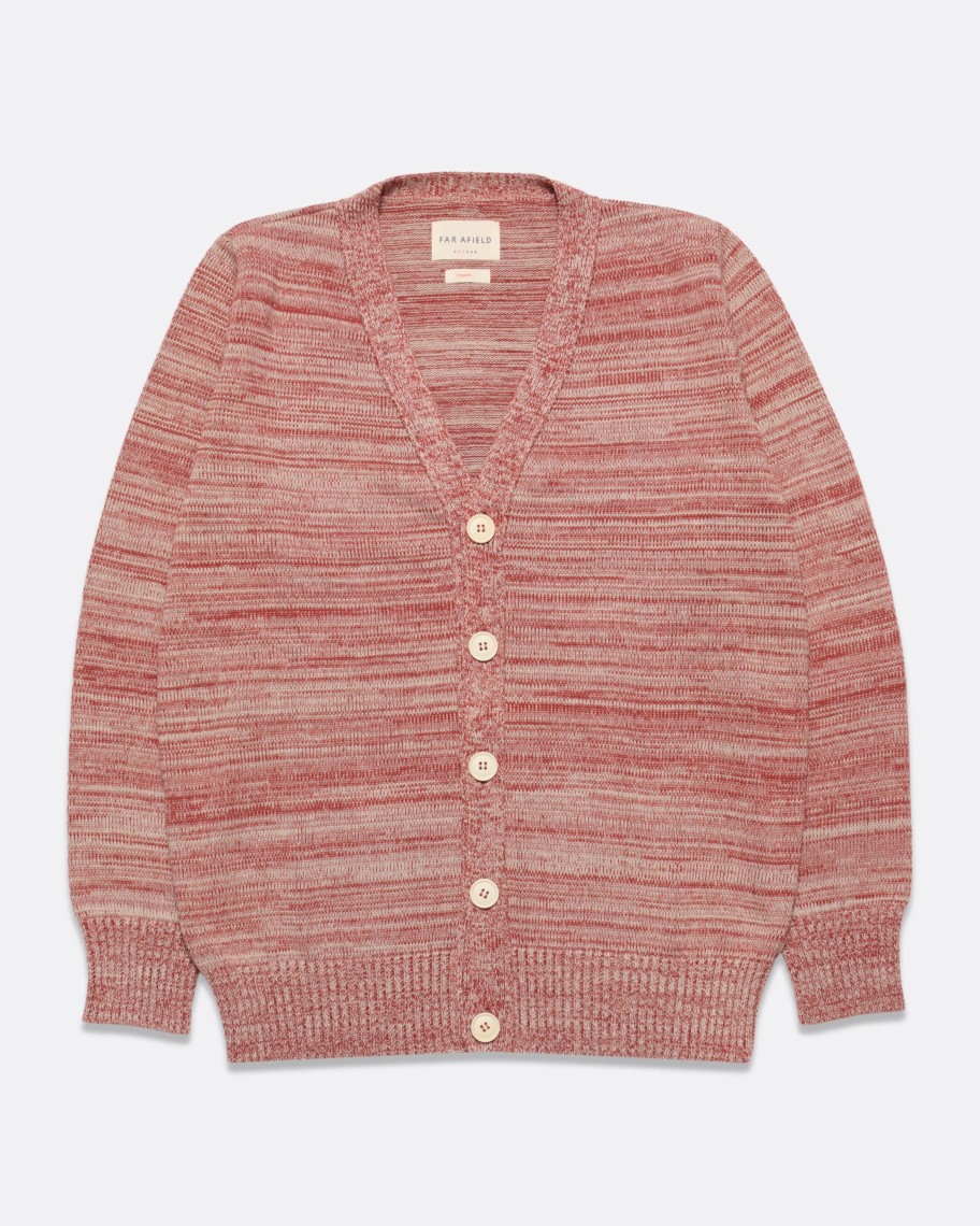 Far Afield Knitwear | Buckley Cardigan - Red / Sand Twisted Yarn