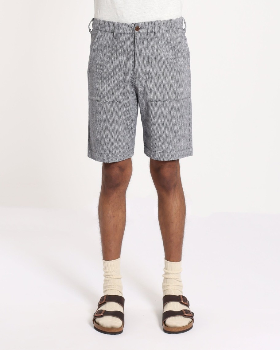 Far Afield Shorts | Coup Shorts - Dark Navy / White Brushed Herringbone