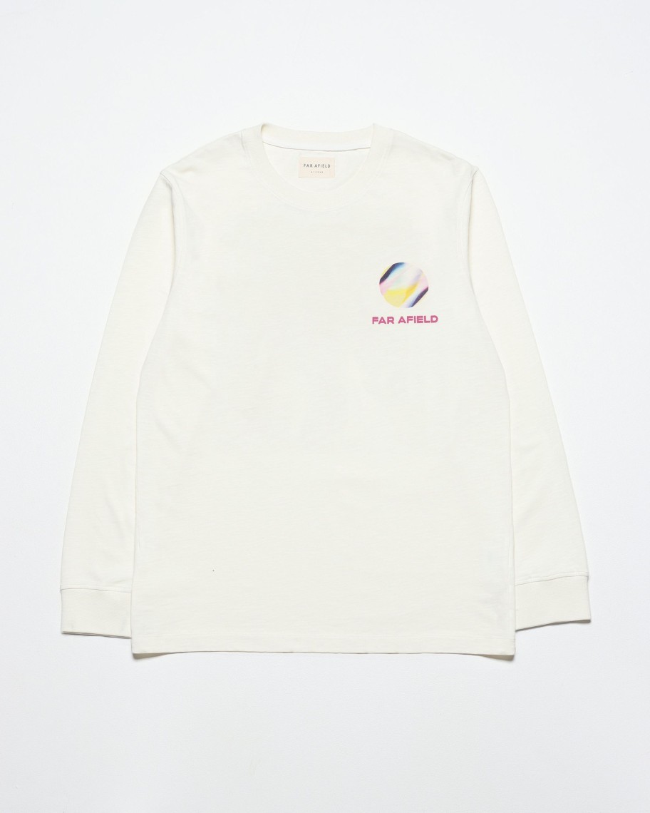 Far Afield T-Shirts | Graphic Cuffed T-Shirt - White Circle Print