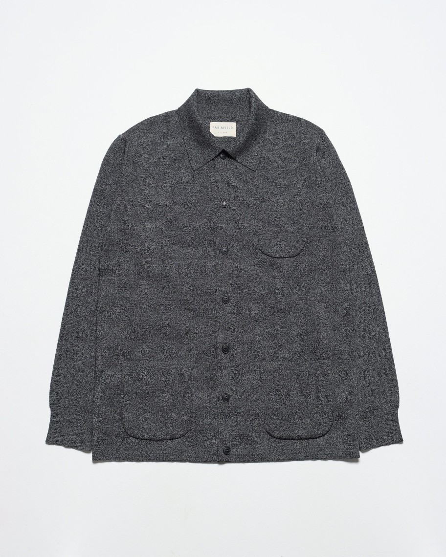 Far Afield Knitwear | Station Cardigan - Grey Melange Merino Wool Blend