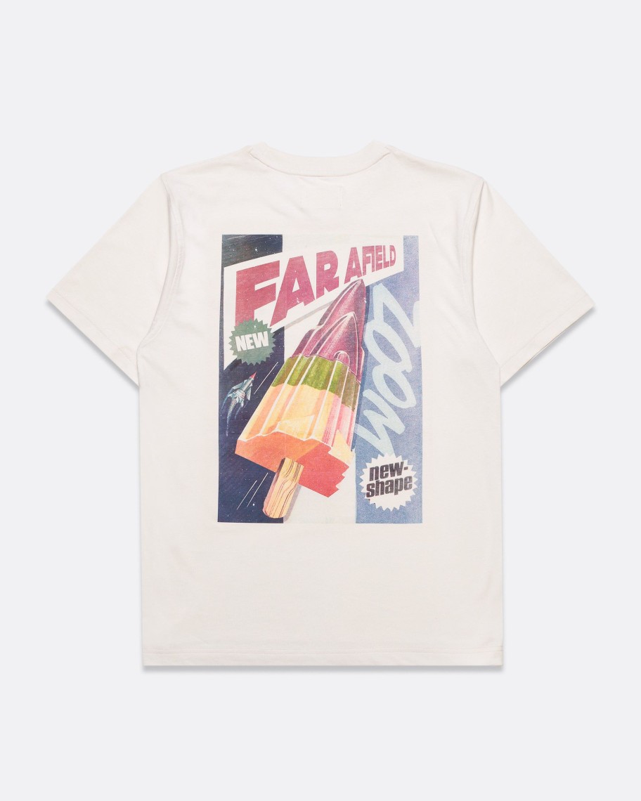 Far Afield T-Shirts | Graphic Short Sleeve T-Shirt - White Rocket Lolly Print