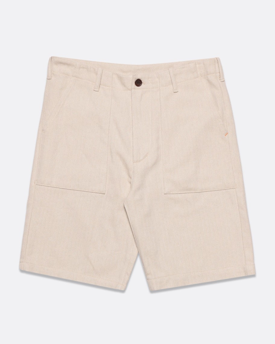 Far Afield Shorts | Coup Shorts - Sand / White Brushed Herringbone