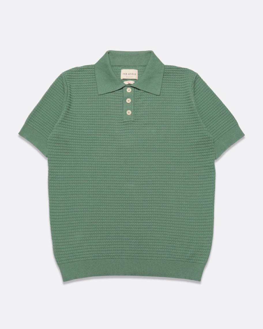 Far Afield Polo Shirts | Renard Polo - Frosty Green Ribbed Waffle